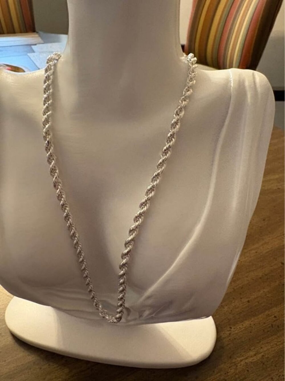 925 Sterling Silver Rope Chain Necklace 18”4.8mm 17.3 grams